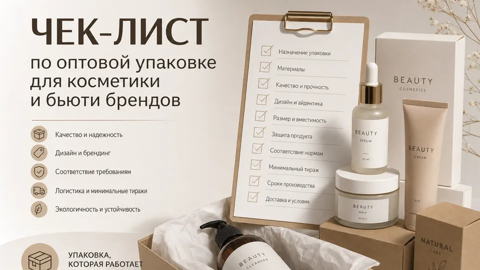 Чек-лист по оптовой упаковке для косметики и бьюти-брендов: материалы, тиражи и логистика