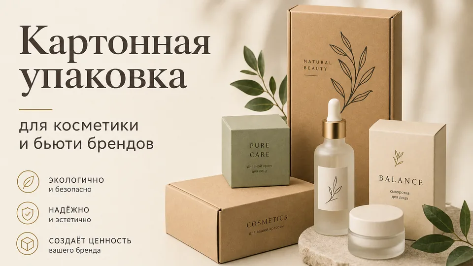 Картонная упаковка для косметики и бьюти-брендов: производство коробок и подарочных боксов под заказ