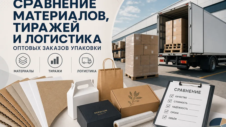 Сравнение материалов, тиражей и логистика оптовых заказов упаковки