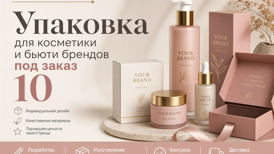 Упаковка для косметики и бьюти-брендов под заказ: производство коробок, тубусов и подарочных наборов