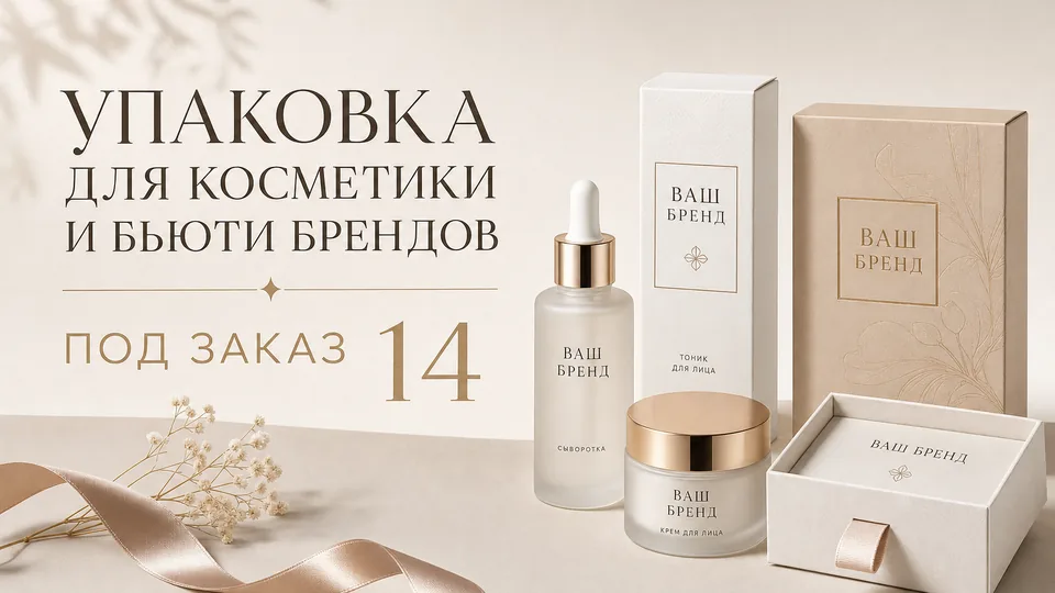 Упаковка для косметики и бьюти-брендов под заказ: производство коробок, тубусов и подарочных наборов с брендированием