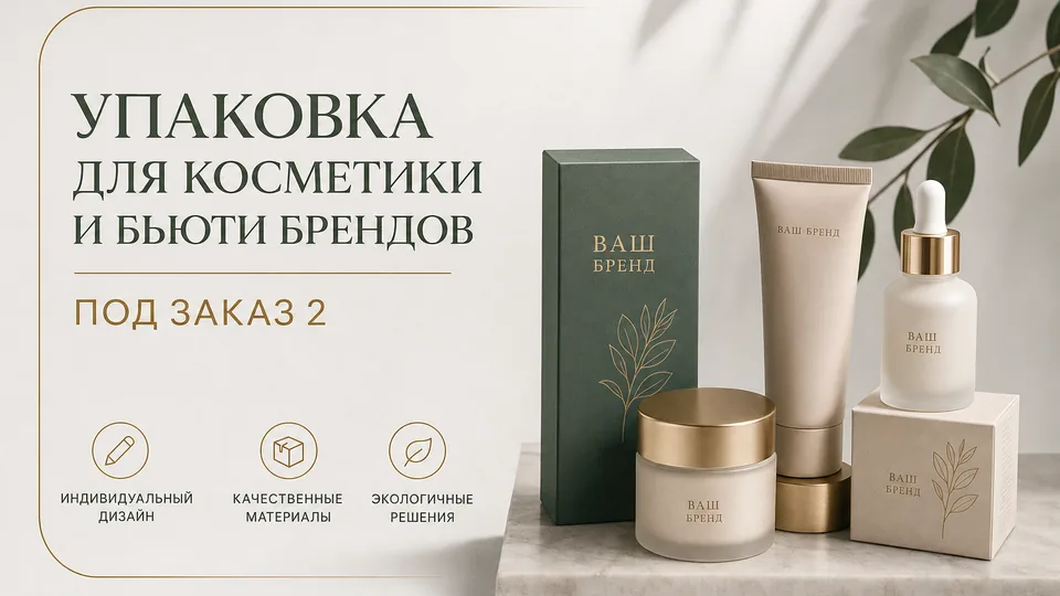 Упаковка для косметики и бьюти-брендов под заказ: коробки, тубы, флаконы и премиальные подарочные решения