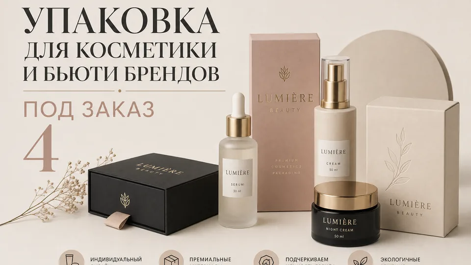 Упаковка для косметики и бьюти-брендов под заказ: от картонных коробок до премиальных деревянных футляров